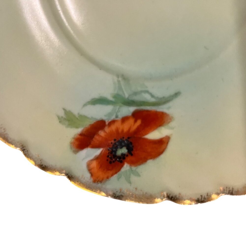 Vintage Bavarian Hand Painted Poppy Porcelain Saucer PT Bavaria Used - Picture 4 of 9